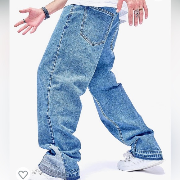 Men's Loose Fit Relaxed-Fit Men Jeans Washed Oversize Straight Leg Jean 38 - Picture 2 of 7